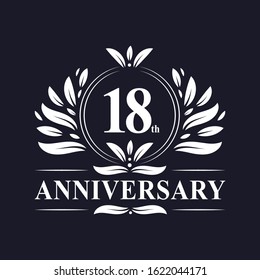 18 years Anniversary logo, luxurious 18th Anniversary design celebration.