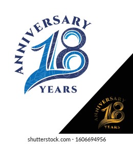 18 Years Anniversary Logo Template with ribbon