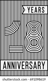 18 years anniversary logo. Vector and illustration. Line art anniversary design template.