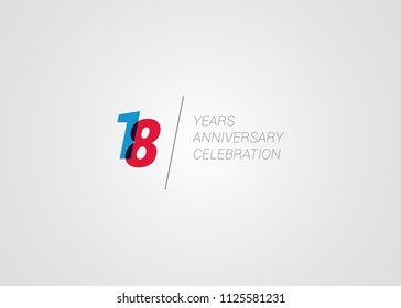 18 Years Anniversary logotype blend colorful font number isolated on white background