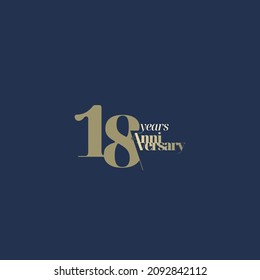 18 years anniversary logotype with modern minimalism style. Vector Template Design Illustration.