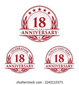 18 years anniversary set. 18th celebration logo collection. Vector and illustration. 