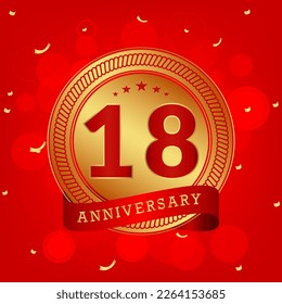18 años. Concepto de diseño de plantillas de aniversario con color melocotón y línea negra, diseño para eventos, tarjeta de invitación, tarjeta de saludo, banner, afiche, volante, portada de libros e impresión. Vector Eps10