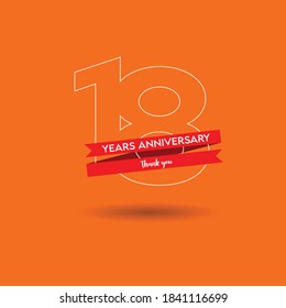 Icono vectorial de 18 años, logotipo. Elemento de diseño gráfico con número y composición de texto para 18º aniversario