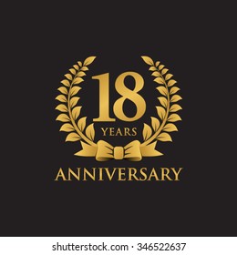 18 years anniversary wreath ribbon logo black background