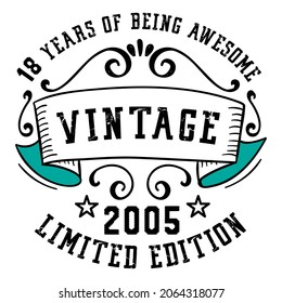 18 Years Being Awesome Vintage Limited Stock Vector (Royalty Free ...