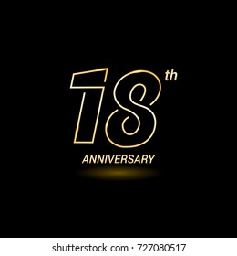 18 years golden line anniversary celebration logo design