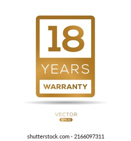 18 years warranty seal stamp, vector label.