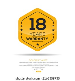 18 years warranty seal stamp, vector label.