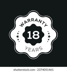 18 years warranty seal stamp, vector label.