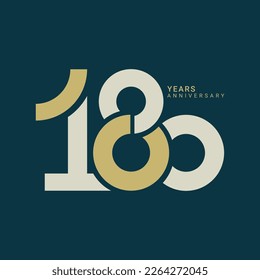 180, 180th Years Anniversary Logo, Golden Color, Vector Template Design element for birthday, invitation, wedding, jubilee and greeting card illustration.