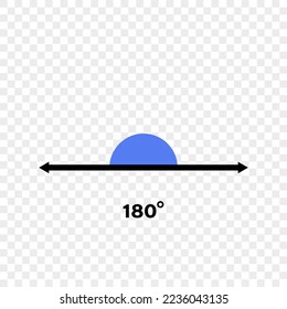 180 degree angle icon. Geometric symbol. Vector illustration on transparent background