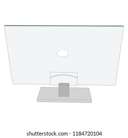180 degree Back camera view design LCD monitor smart TV television digital display presentation computer technology blank empty template front perspective