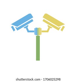 Sistema de cámara cctv de 180 grados sobre fondo blanco. Ilustración