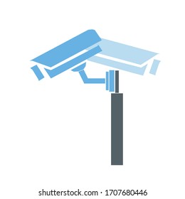 180 degree cctv camera system on a white background. Illustration