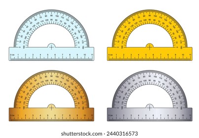 Icono de protractor de 180 grados, regla o cuadrado. Cuadrículas para una regla en milímetros, centímetros. 0, 45, 90 o 180 grados. Regla mm, escala de cm. Escalar barras para las reglas. Cartel de herramientas escolares.