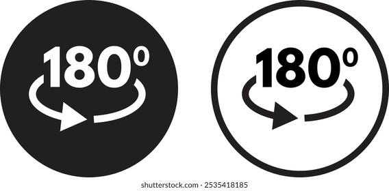 180 degree rotate icon set in two styles . Arrow icon with 180 degree . Vector illustration