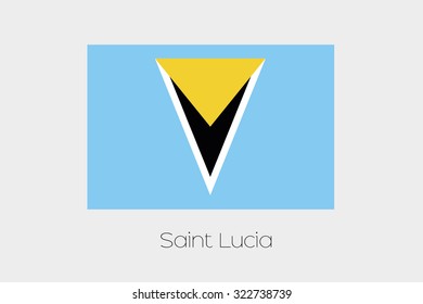 A 180 Degree Rotated Flag of  Saint Lucia