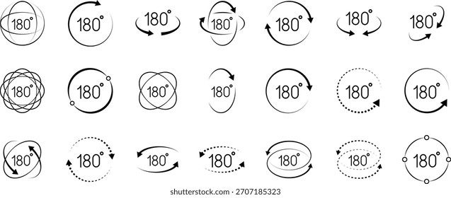180 Degrees Icon. 180 Degrees vector icon set.
