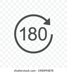 180 degrees rotation icon vector illustration isolated sign symbol - black and white style in transparent background.