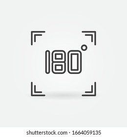 Icono de contorno cuadrado de 180 grados - símbolo de línea de concepto de ángulo vectorial