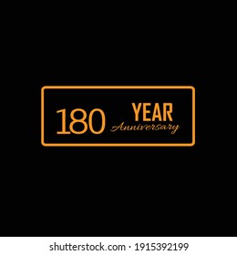180 Happy year anniversary lettering text banner, black color. Vector illustration.