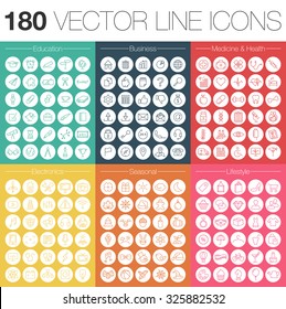 180 line icons vector set