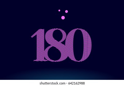180 number digit logo pink line stripes magenta purple blue font creative text dots company vector icon design