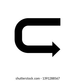 180 (one hundred eighty degree) turn arrow icon.