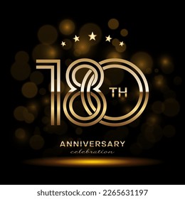 180 year anniversary celebration. Anniversary logo design with double line and golden text concept. Logo Vector Template Illustration