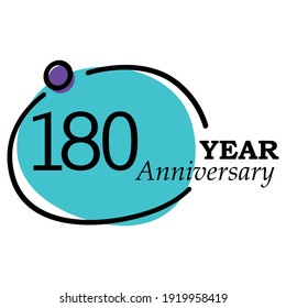 180 Year Anniversary Vector Template Design Illustration Blue Circle White Background