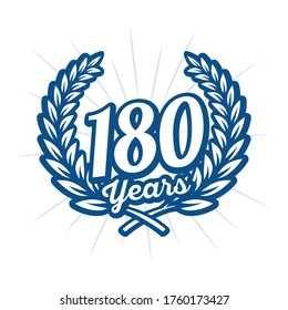 180 years anniversary celebration with laurel wreath. 180th anniversary logo. Vector and illustration.