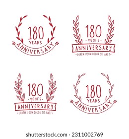 180 years anniversary logo collection. 180th years anniversary celebration hand drawn logotype. Vector and illustration.
