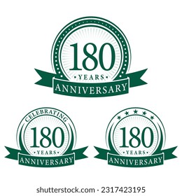 180 years anniversary logo collections. Set of 180th Anniversary logotype template. Vector and illustration.