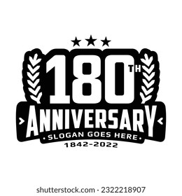 180 years anniversary logo design template. 180th anniversary celebration logotype. Vector and illustration.