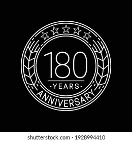 180 years anniversary logo template. 180th line art vector and illustration.