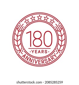 180 years anniversary logo template. 180th line art vector and illustration.