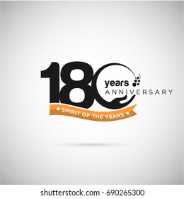 180 Years Anniversary Logo Template with ribbon