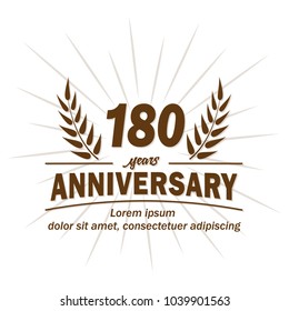 180 years anniversary logo. Vector and illustration.