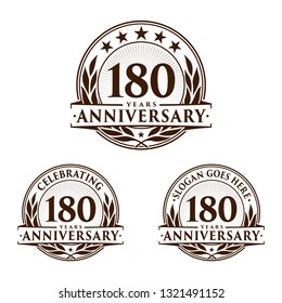 180 years anniversary set. 180th celebration logo collection. Vector and illustration. 