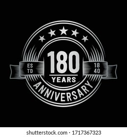 180 Jahre Logo-Design-Vorlage. Vektorillustration und Illustration zum 180. Jubiläum.