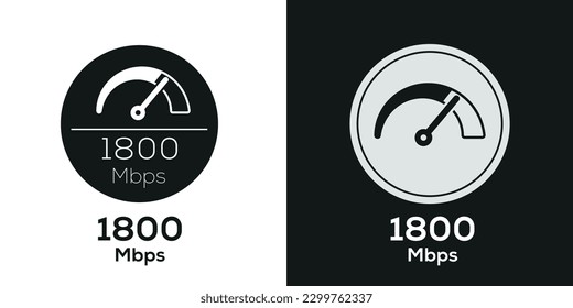 Megabits (1800 Mbps) por segundo Icono, signo vector.