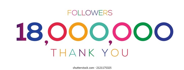 18000000 followers thank you celebration, 18 Million followers template design for social network and follower, Vector illustration.