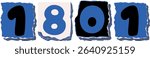 1801 Retro torn paper number Design art