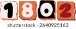 1802 Retro torn paper number Design art