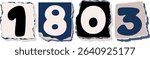 1803 Retro torn paper number Design art