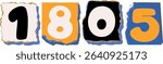 1805 Retro torn paper number Design art