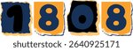 1808 Retro torn paper number Design art