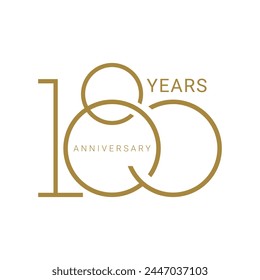 180th, 180 Years Anniversary Logo, Golden Color, Vector Template Design element for birthday, invitation, wedding, jubilee and greeting card illustration.