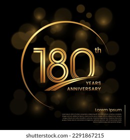 180th Anniversary logo design with double line numbers. Golden anniversary template. Vector Logo Template